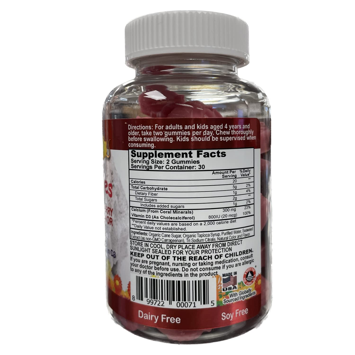 Eco Safe Coral Calcium Kids Gummy four-pack packaging highlights convenient family use.