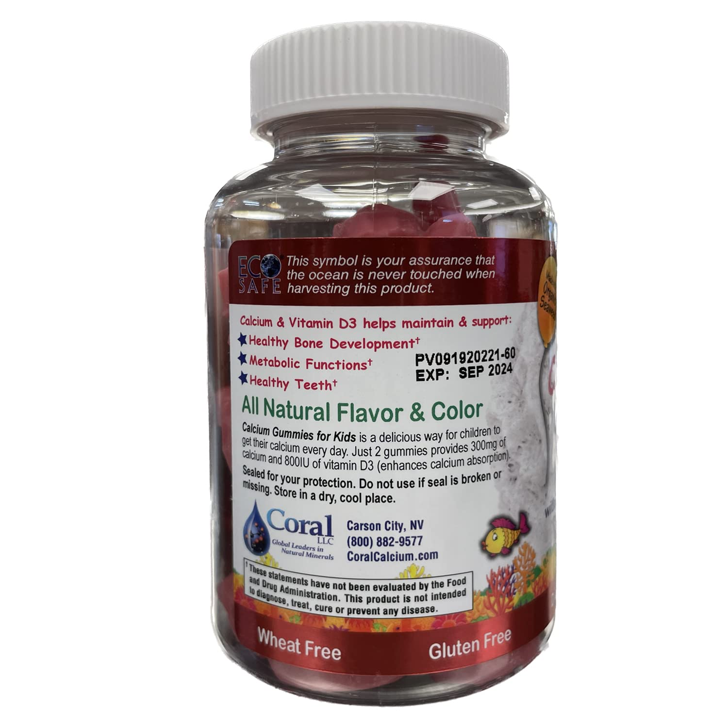 Eco Safe Coral Calcium Kids Gummy child taking a gummy demonstrates easy routine.