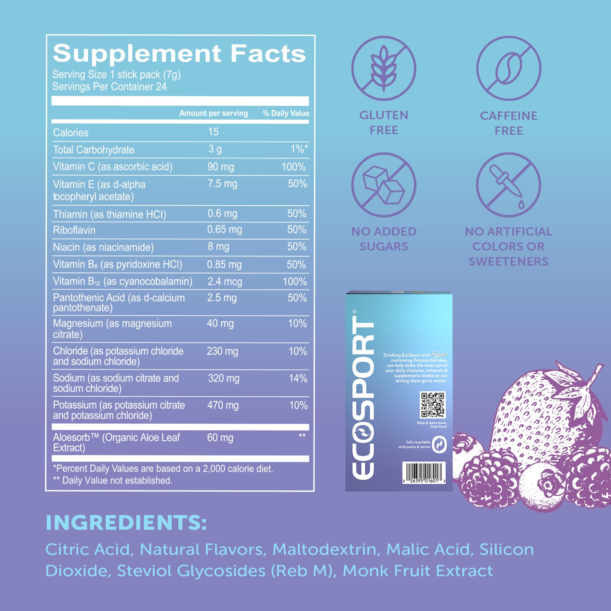 EcoDrink EcoSport packet in hand ready to mix a caffeine-free boost