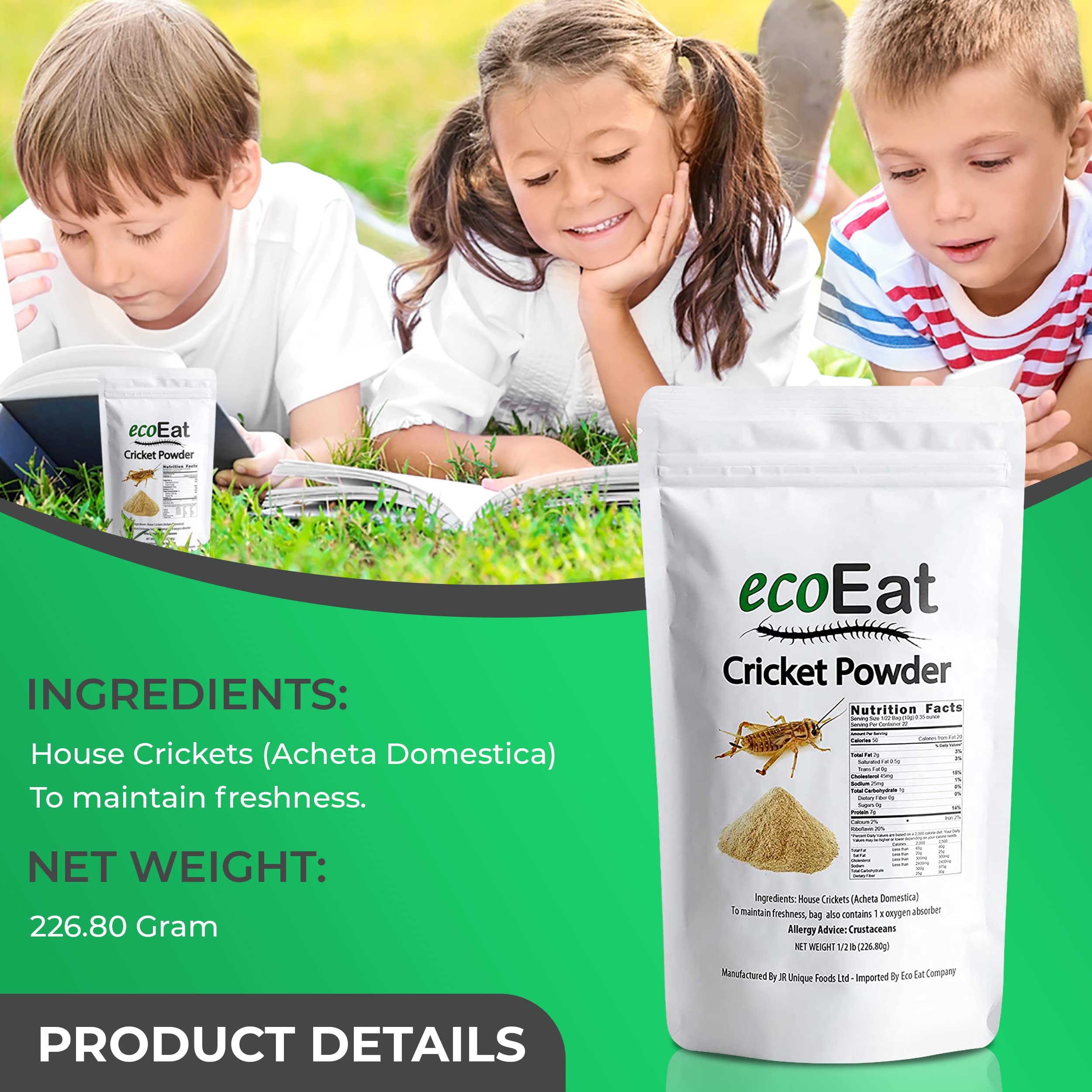 ecoEat cricket powder smoothie blend setup, ideal for protein-rich morning shakes.