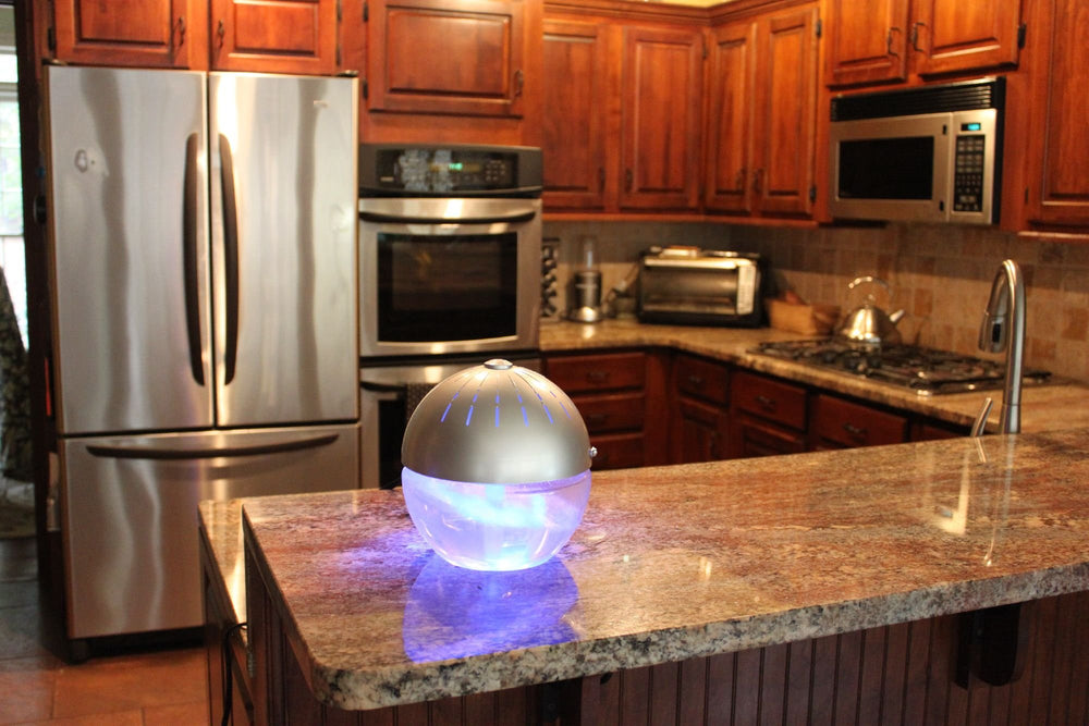 EcoGecko Earth Globe water swirl and blue ambient light