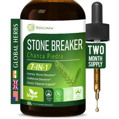 ECOLINIA Stone Breaker Drops bottle showing herbal formula for kidney and urinary health support