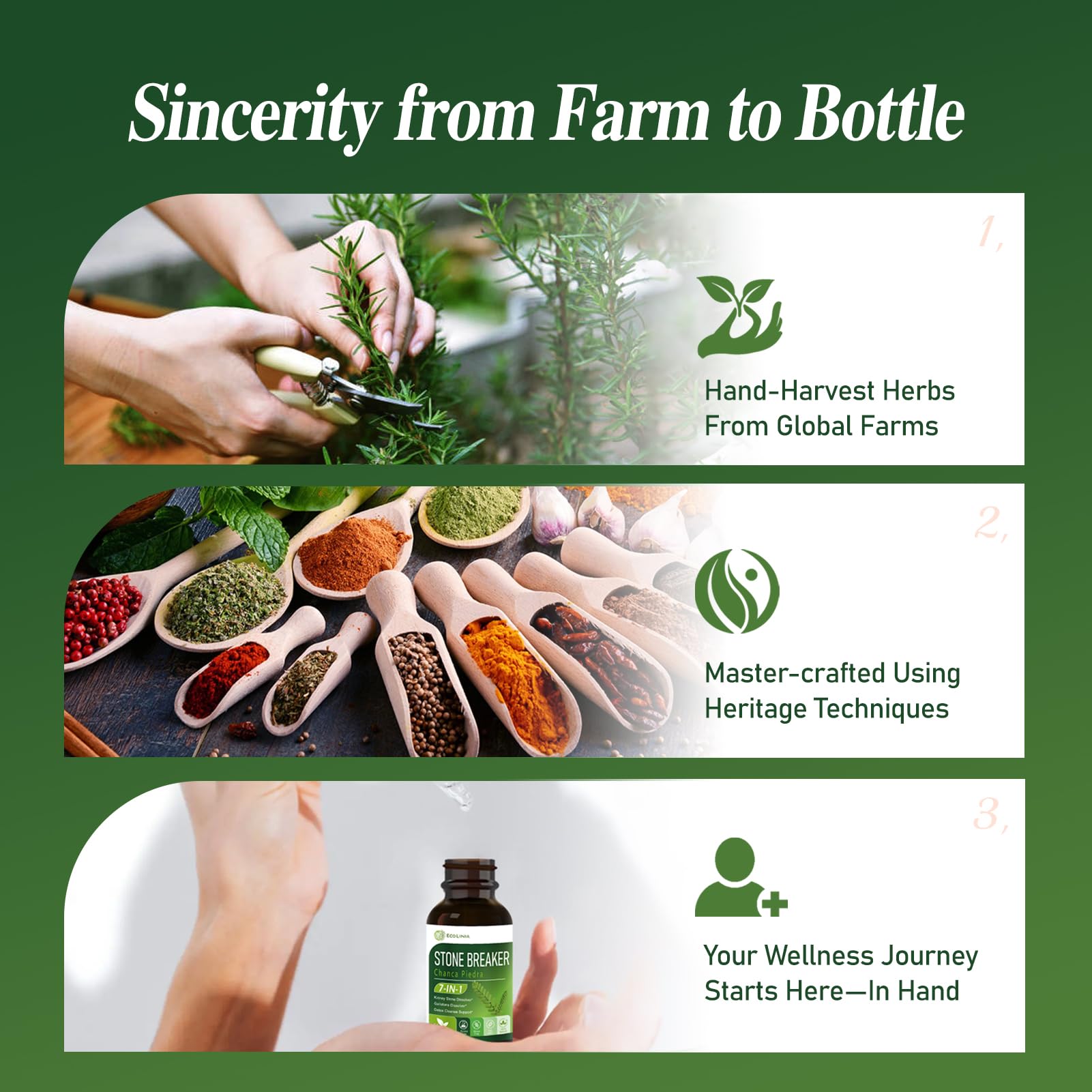 ECOLINIA Stone Breaker Drops mixed with water for convenient daily use
