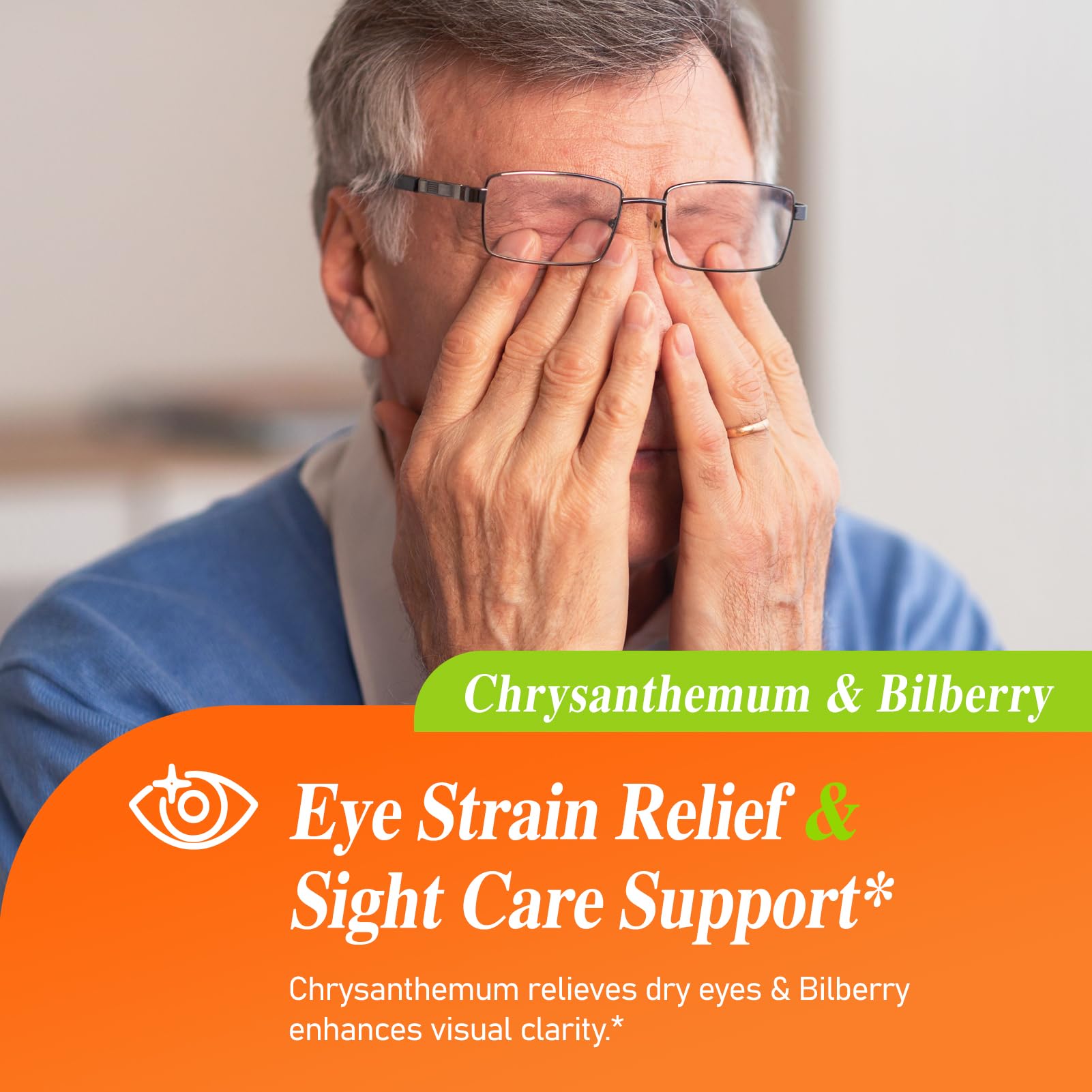ECOLINIA Eye health ingredients chart highlighting eyebright and lutein.
