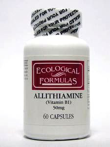 Ecological Formulas Allithiamine 50 mg capsules promoting energy metabolism support.