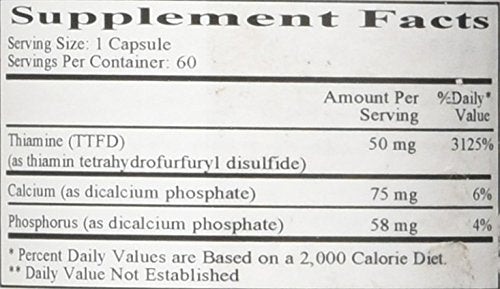 Ecological Formulas Allithiamine B1 capsules in blister pack, convenient daily supplement.