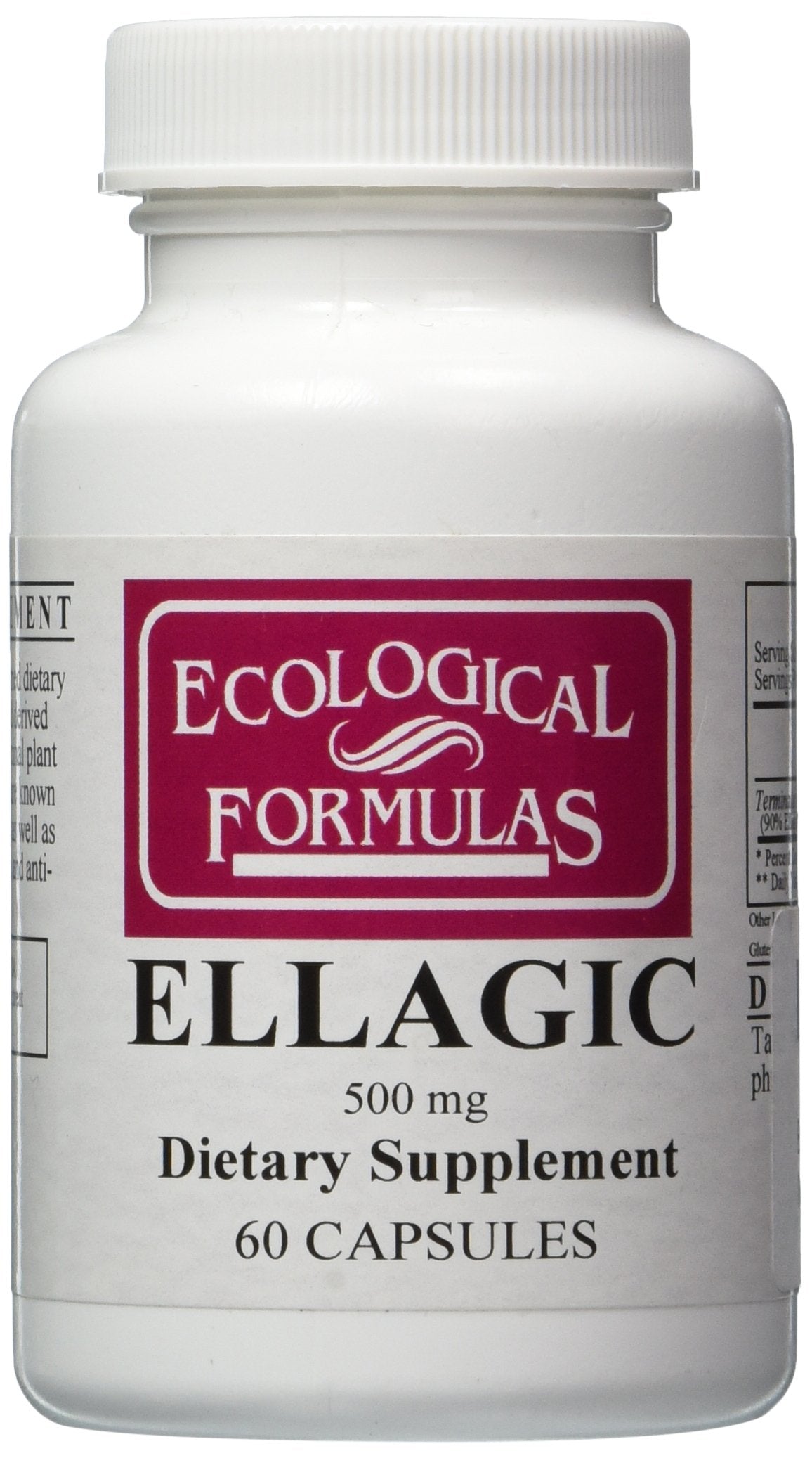 Ecological Formulas Ellagic 500 mg capsules – front view for daily wellness use