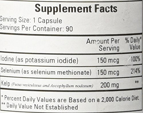 Ecological Formulas label closeup highlights kelp and selenium ingredients for iodine support