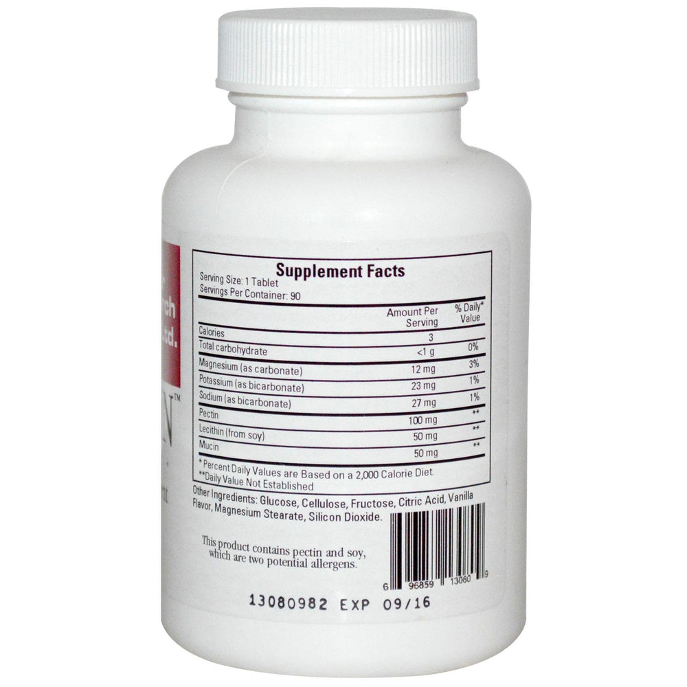 Ecological Formulas Refluxin 90 tabs label close-up with branding and dosage details.