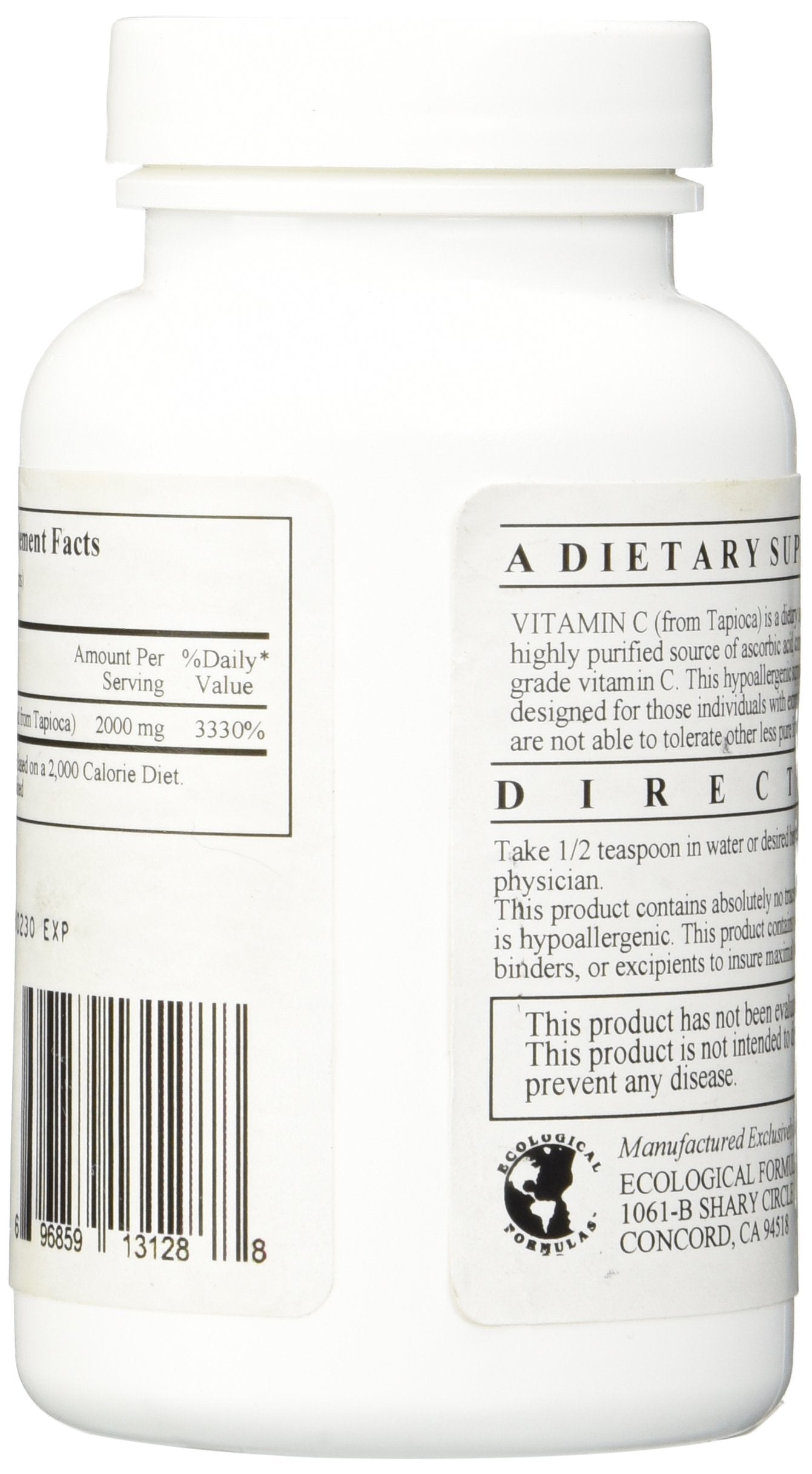 Ecological Formulas Vitamin C Tapioca being dispensed with a scoop for precise half-teaspoon dosing