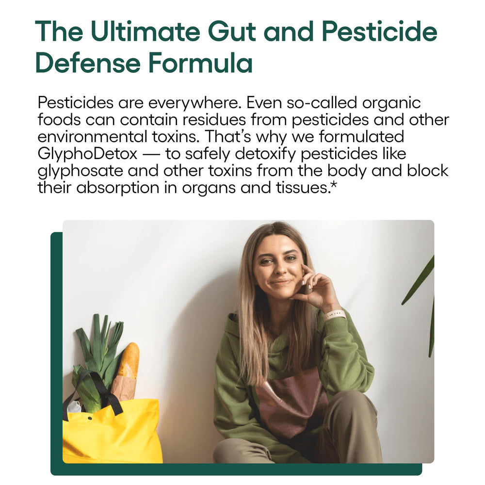 GlyphoDetox ingredient label highlighting natural components for gut health