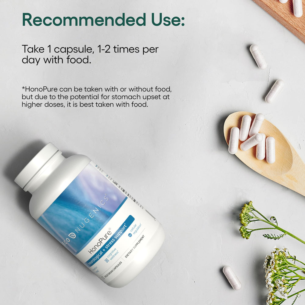 EcoNugenics HonoPure capsules in hand illustrating a simple daily wellness routine