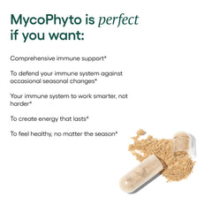 Ingredient science graphic illustrating immune-supporting mushroom synergy.