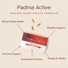EcoNugenics Padma Active packaging front illustrating Tibetan-inspired formula with natural ingredients