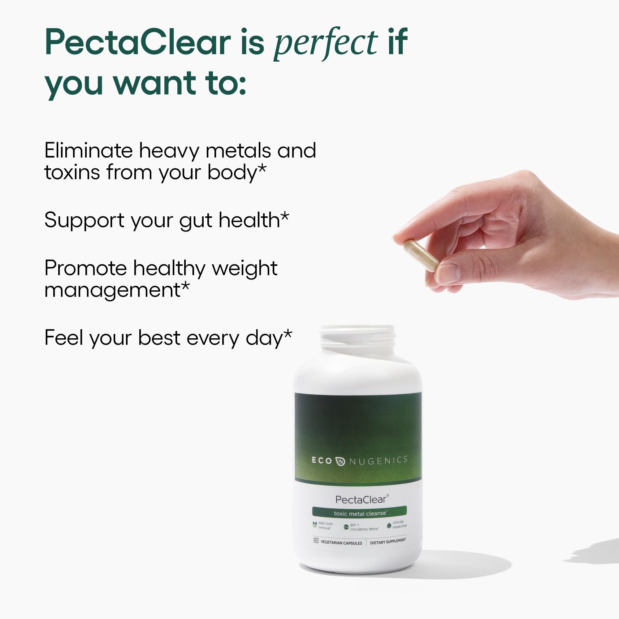 EcoNugenics PectaClear clinical study graphic illustrating heavy metal binding