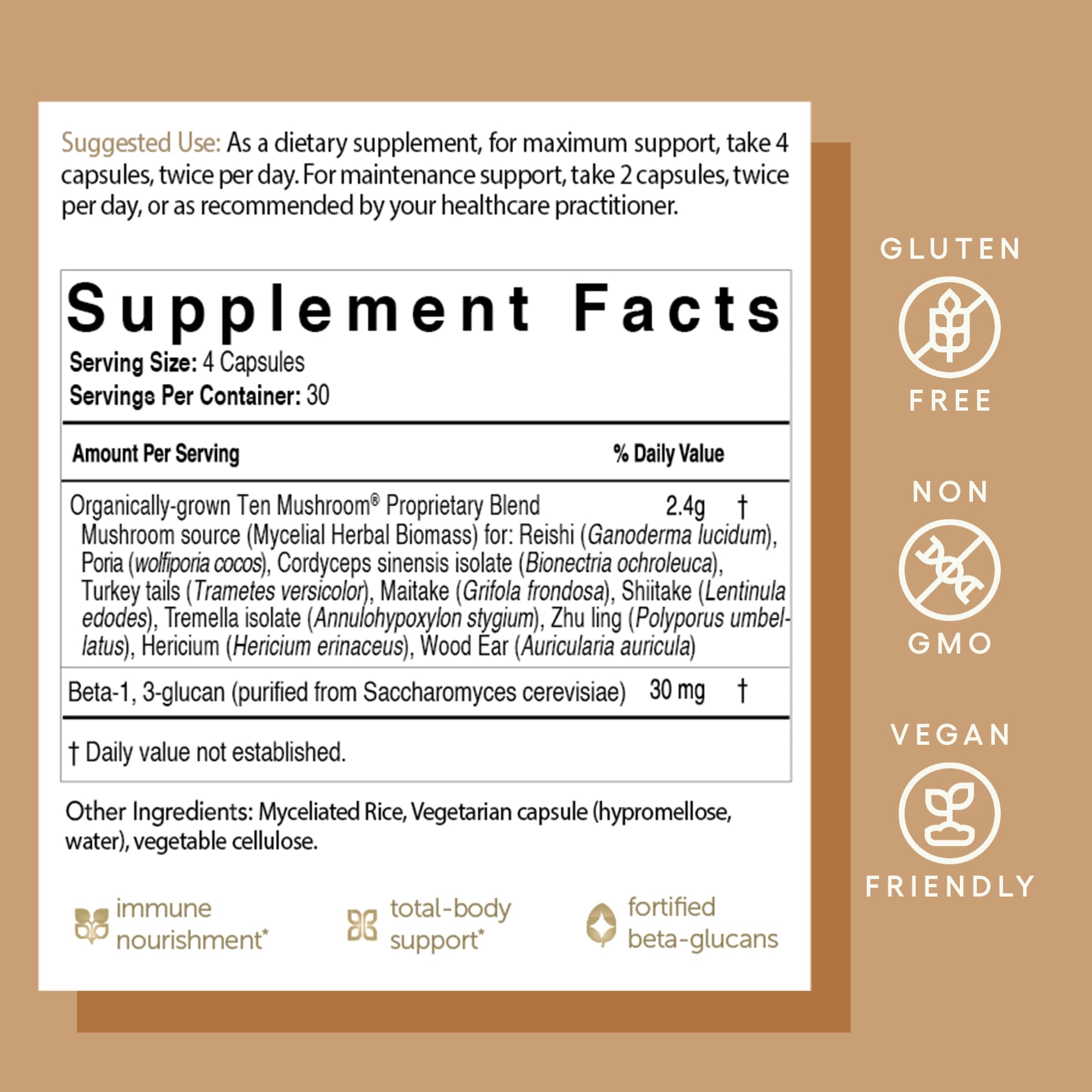 EcoNugenics Ten Mushroom with beta-glucans supports immune balance