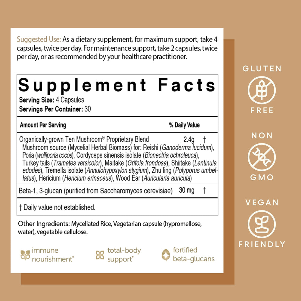 EcoNugenics Ten Mushroom with beta-glucans supports immune balance