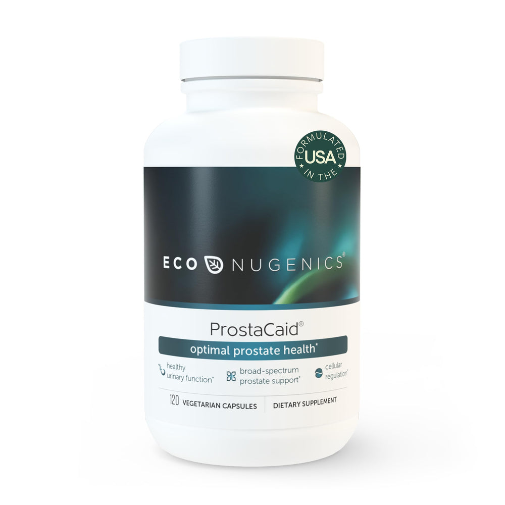 EcoNugenics ProstaCaid bottle with capsules supporting prostate health.