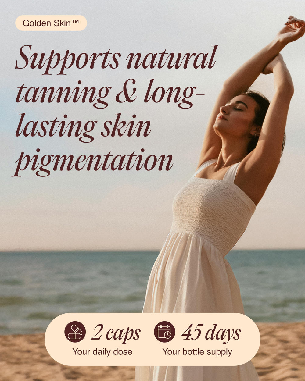 Ecosh Golden Skin ingredients label highlighting antioxidants and vitamins.