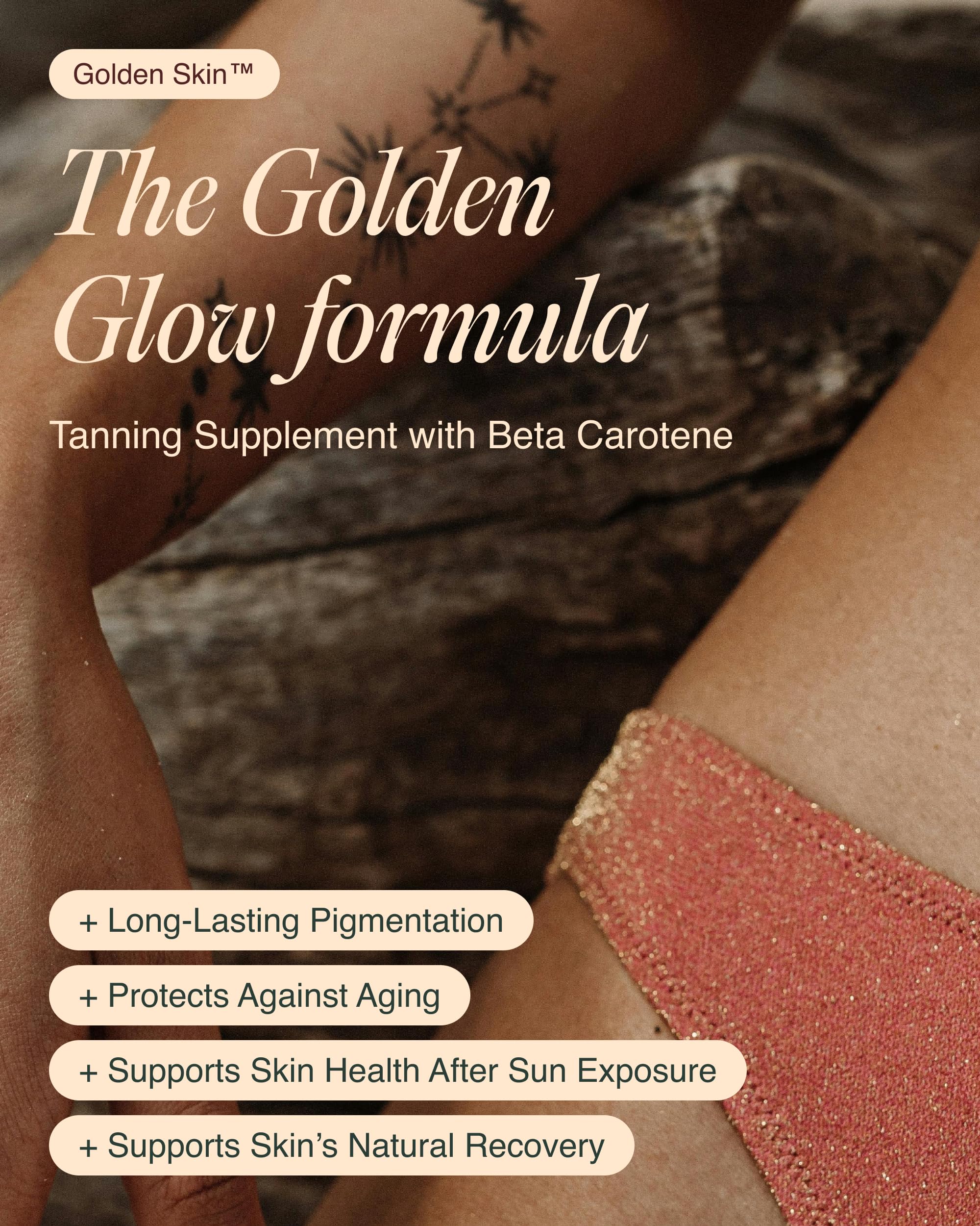 Ecosh Golden Skin pills close-up showing easy daily capsules.