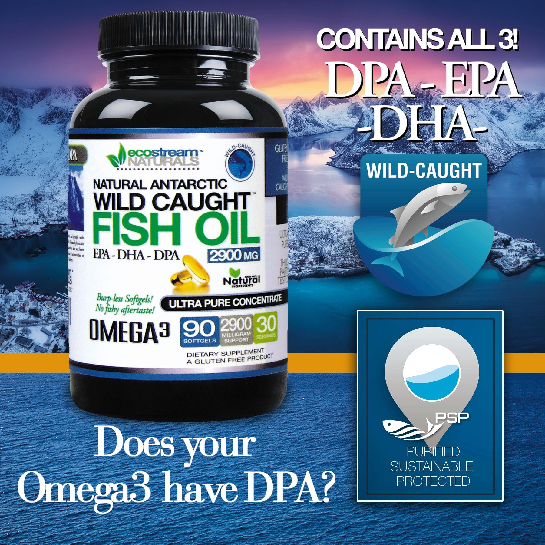 ecostream Naturals DPA EPA DHA per serving graphic