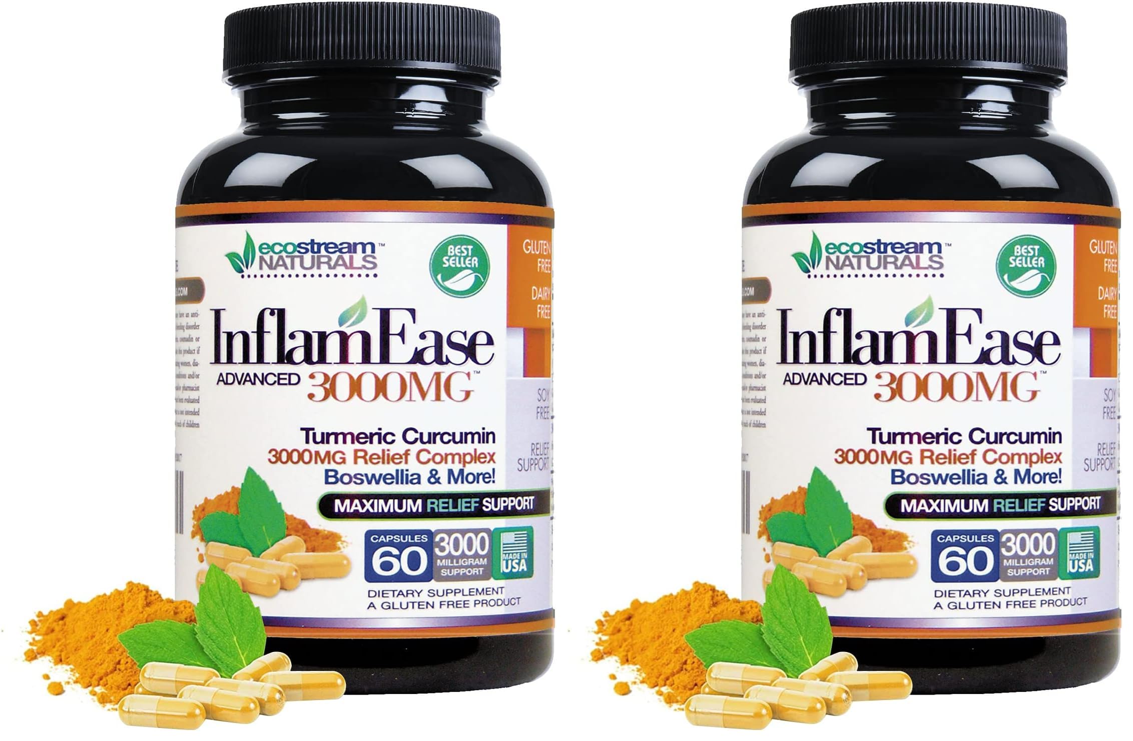 EcoStream Naturals InflamEase bottle, ideal for daily wellness routine.