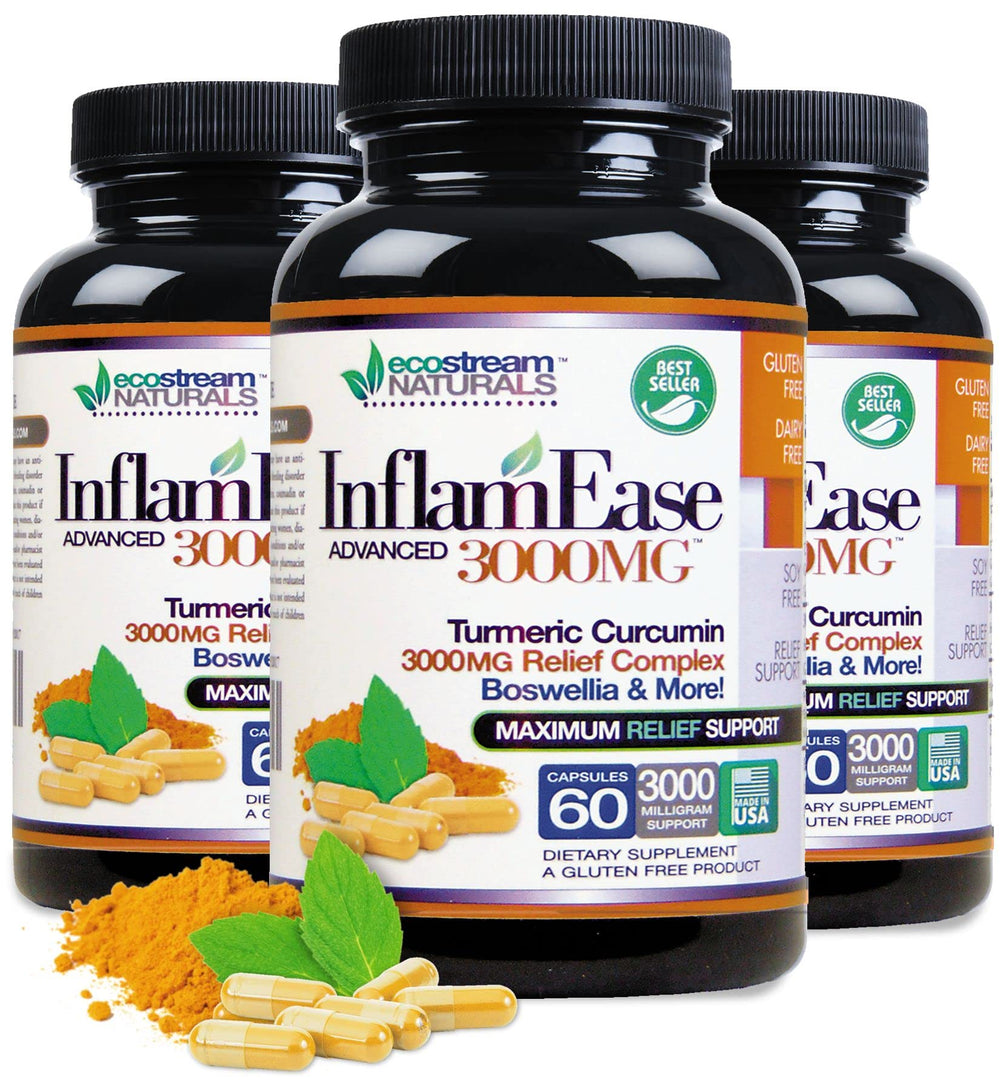 ecostream Naturals InflamEase turmeric capsules bottle for daily wellness and potential joint comfort support