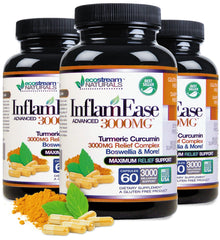 ecostream Naturals InflamEase turmeric capsules bottle for daily wellness and potential joint comfort support