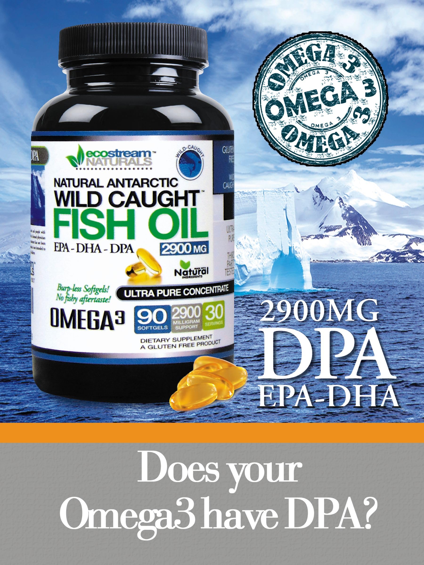 ecostream Naturals omega3 label closeup highlighting DPA EPA DHA