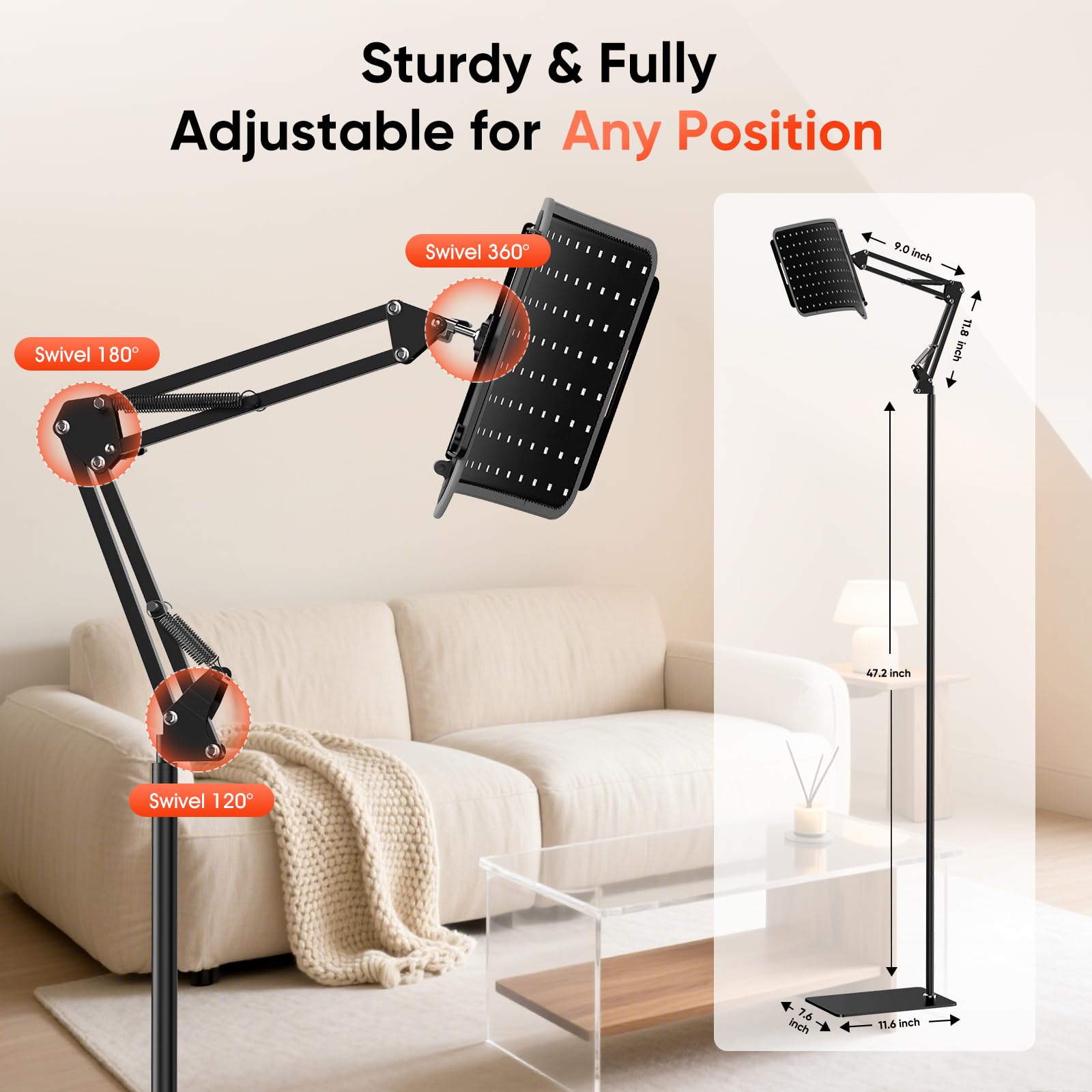 ECOVYRA adjustable light arm directs rays precisely where you want