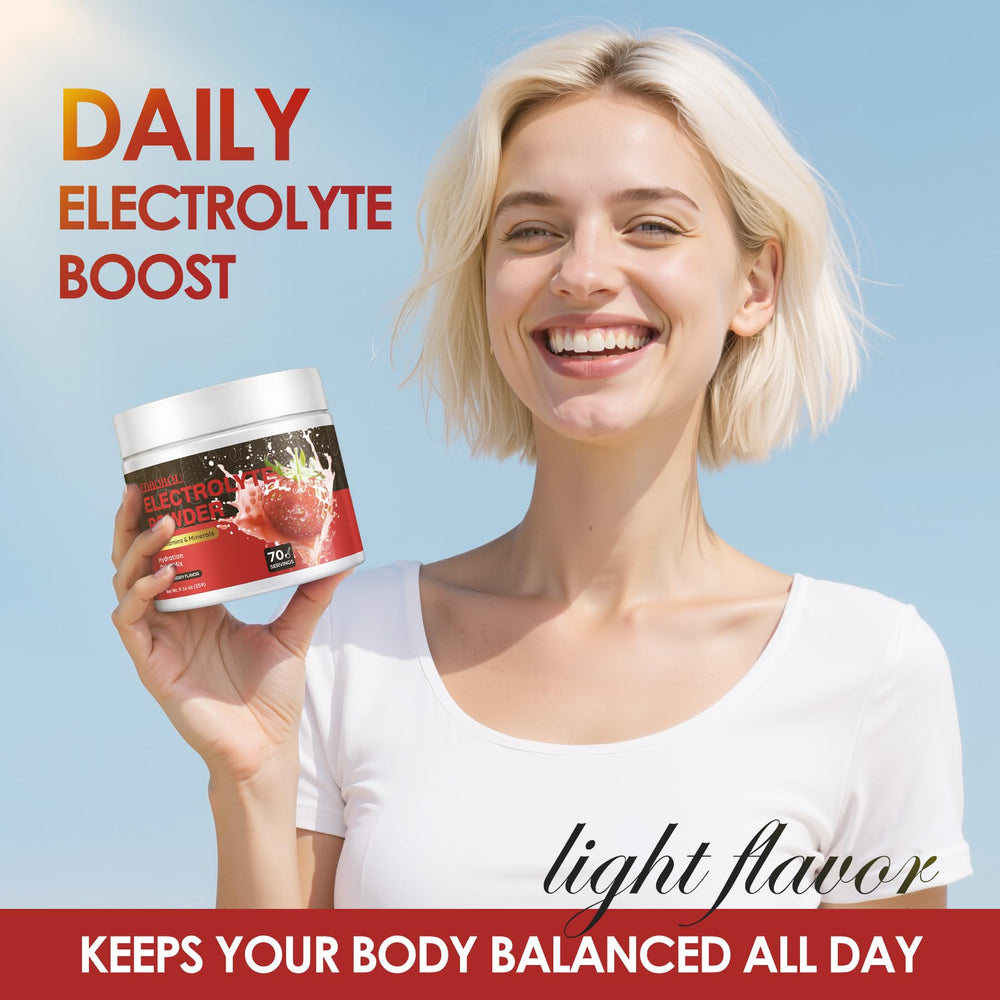 EDBOBOU athlete using strawberry electrolyte powder during a gym session.