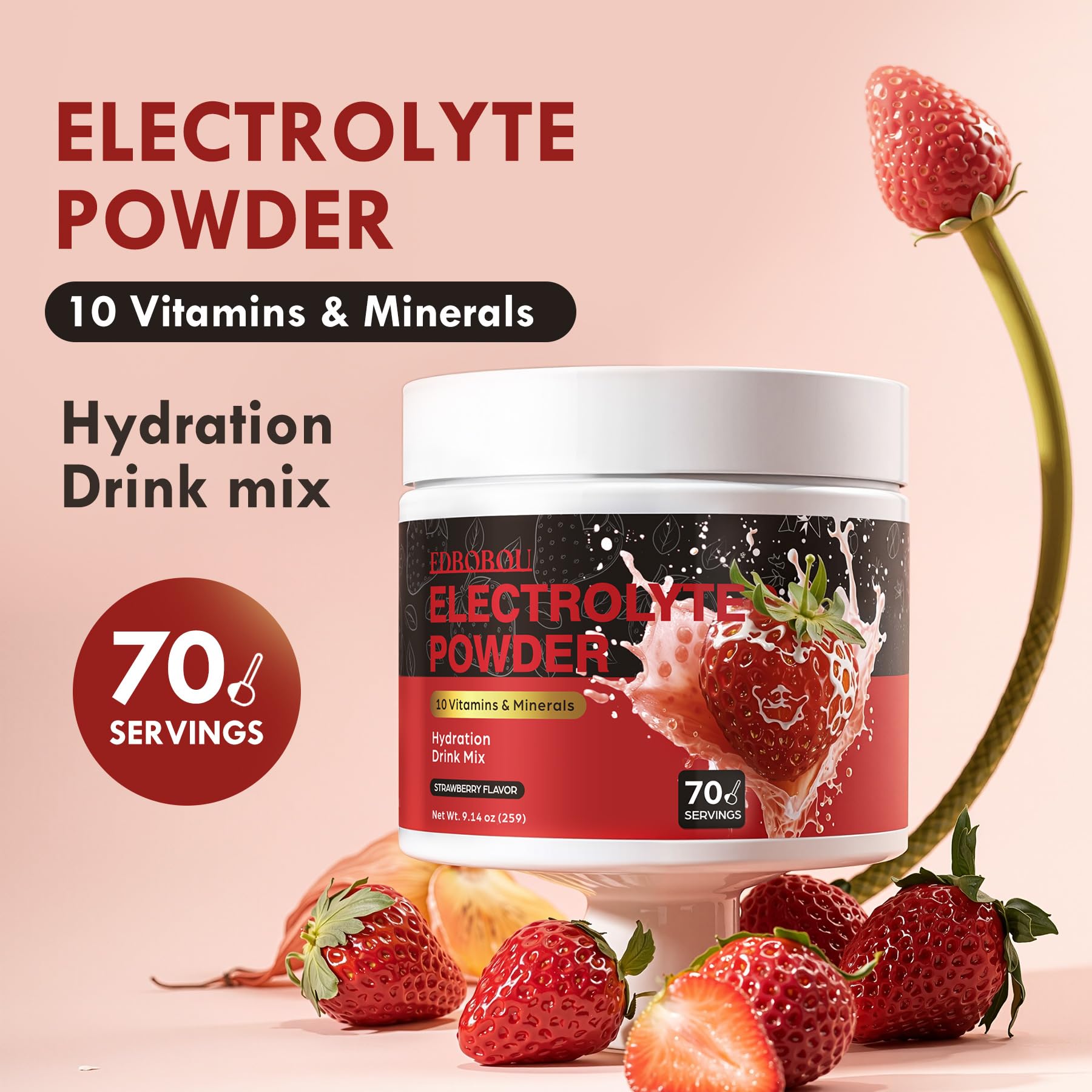 EDBOBOU ingredients label highlighting minerals and sugar-free formula.