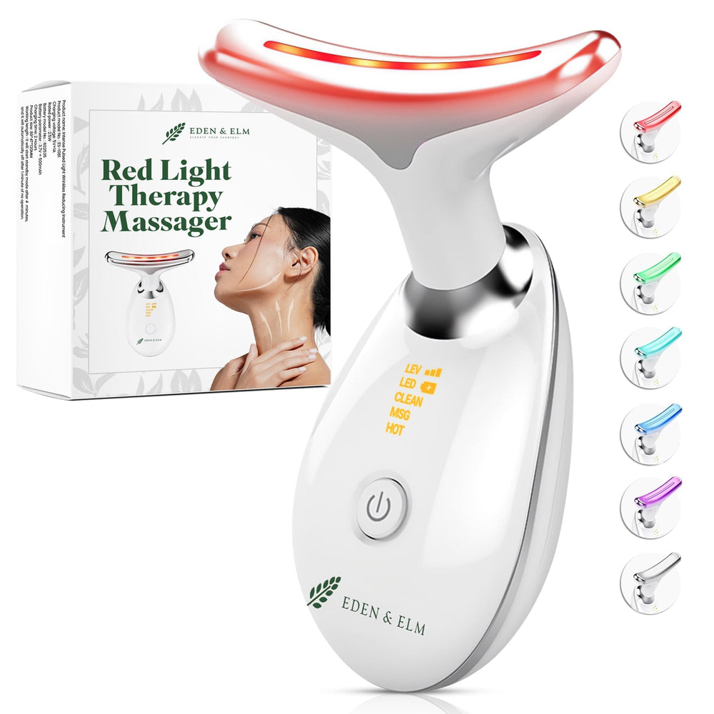 Eden and Elm face and neck lifting red light massager for sculpted contours and reduced puffiness.
