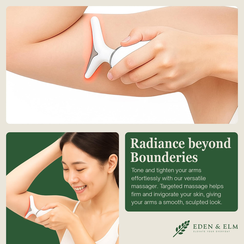 Eden and Elm gentle vibration promotes circulation and skin elasticity.
