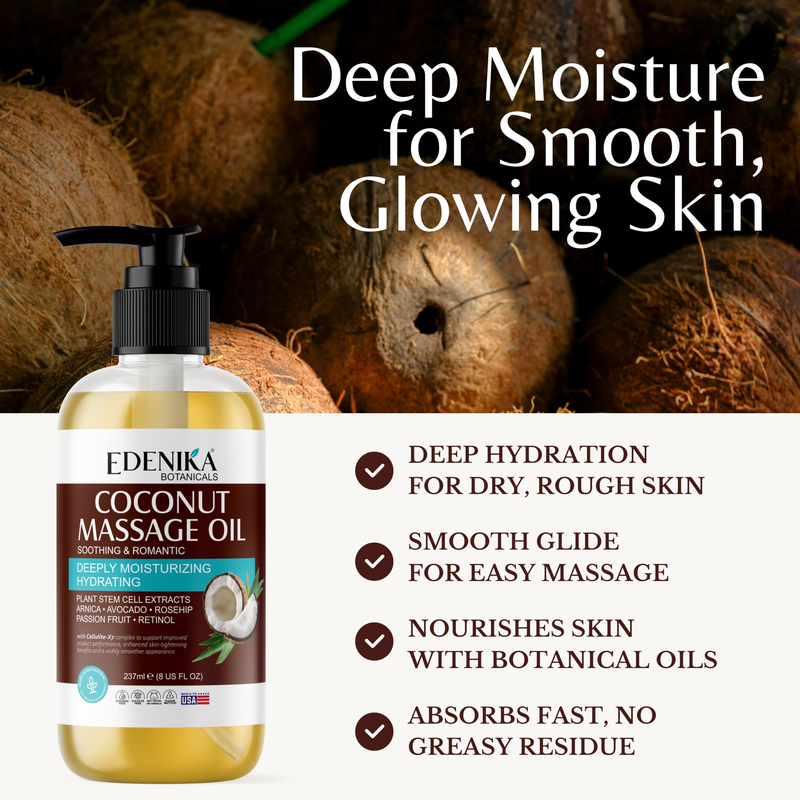 EDENIKA BOTANICALS massage oil applied by hands for a relaxing session