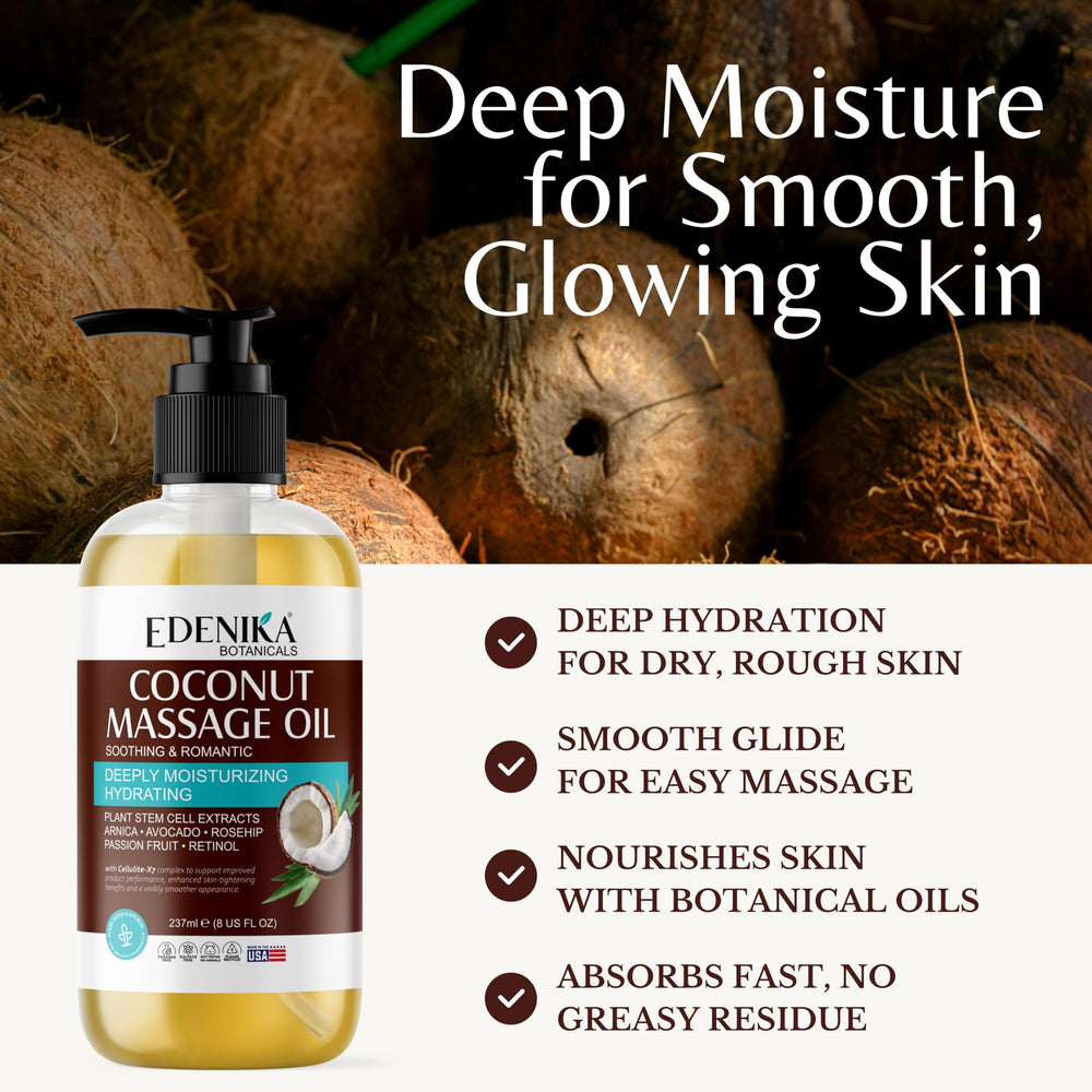 EDENIKA BOTANICALS massage oil applied by hands for a relaxing session