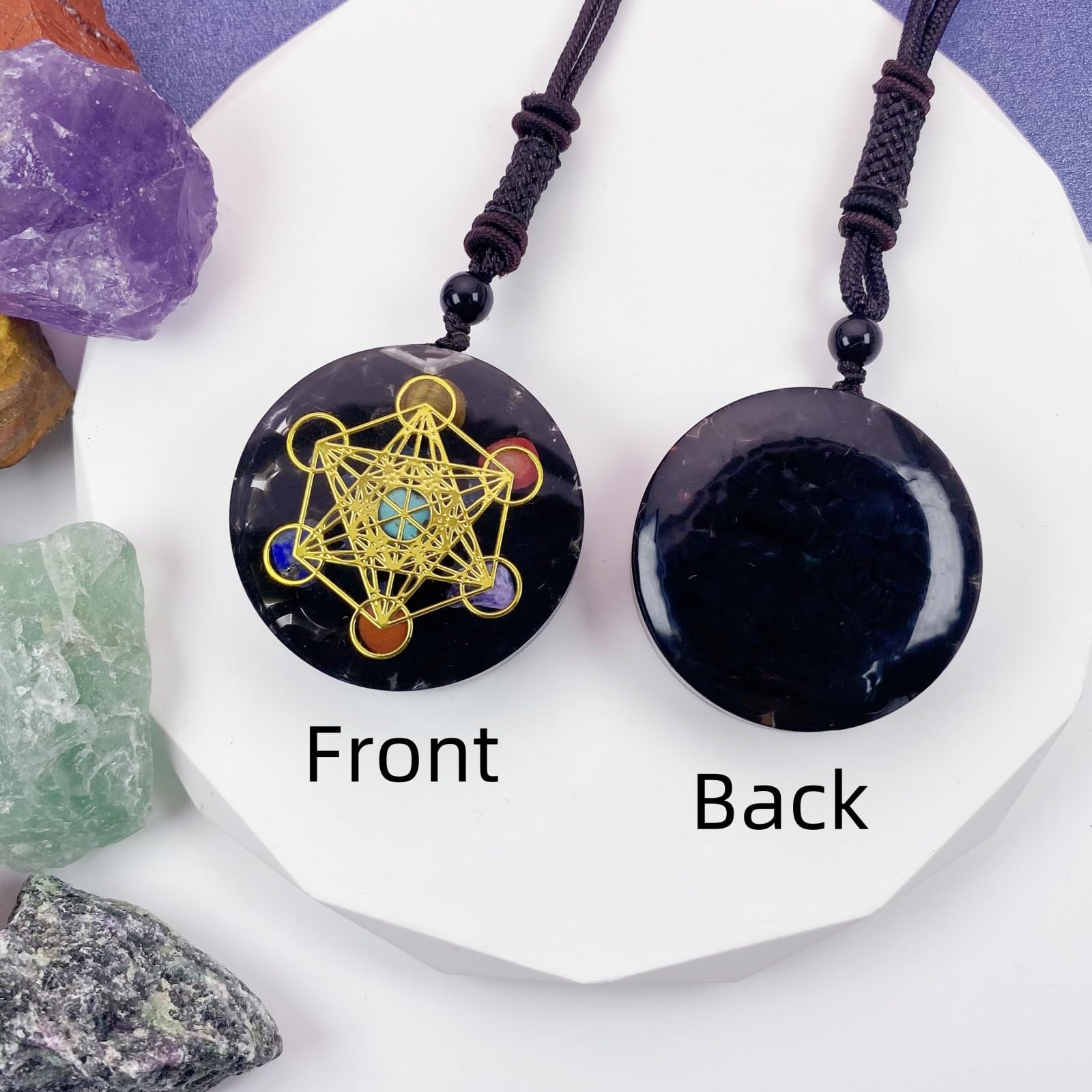 EDEN'S CALL black obsidian orgonite pendant aids grounding and focus