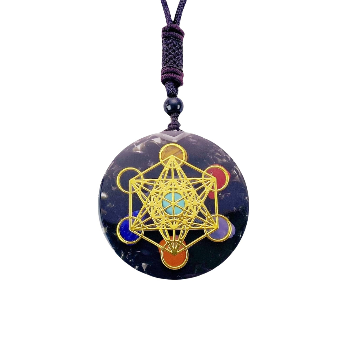 EDEN'S CALL Metatron's Cube pendant with orgonite for energy balance during meditation