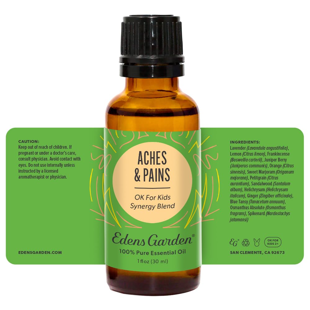 Edens Garden Aches Pains blend ambient scene with warm light.