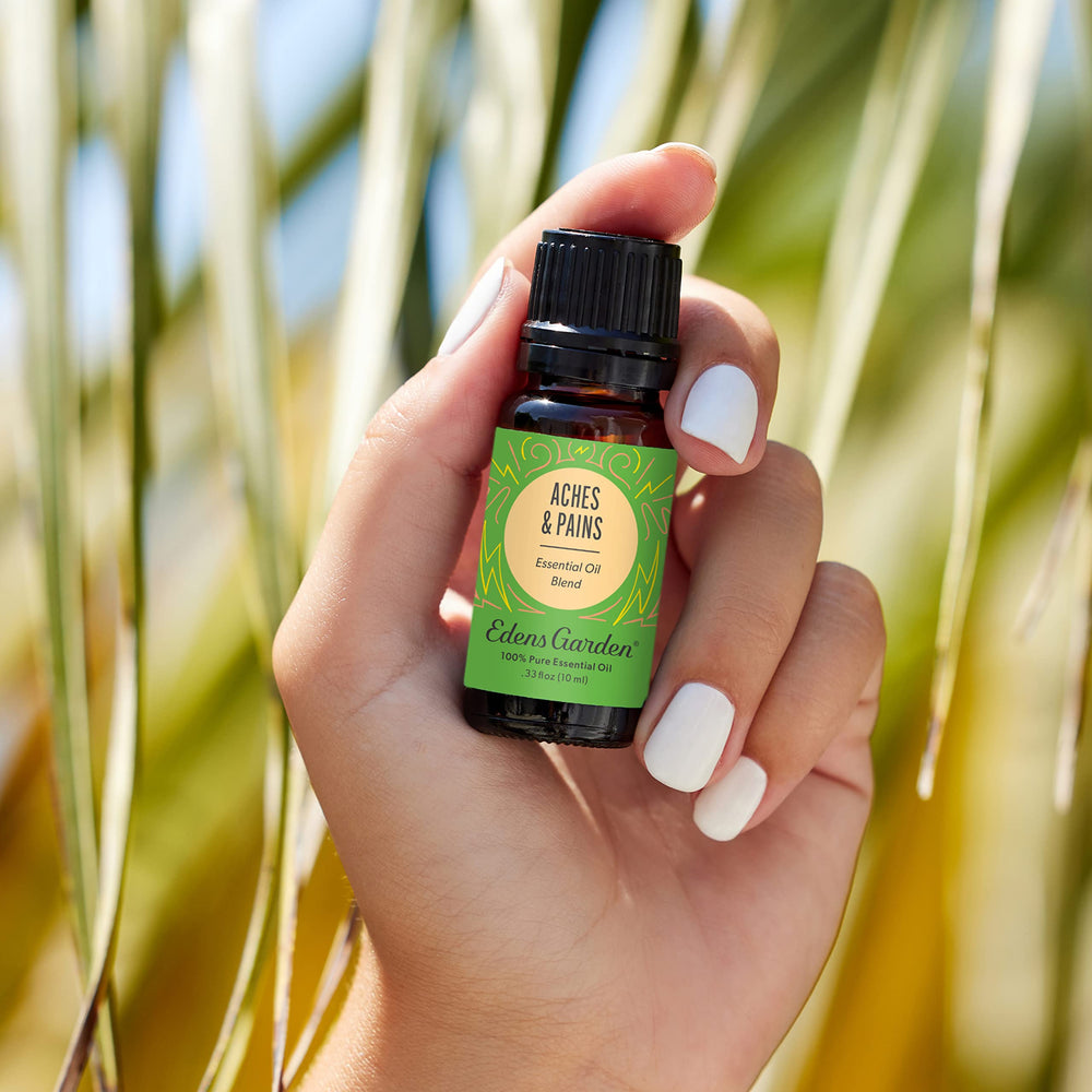 Edens Garden Aches Pains blend diffuser in a calming room ambiance.
