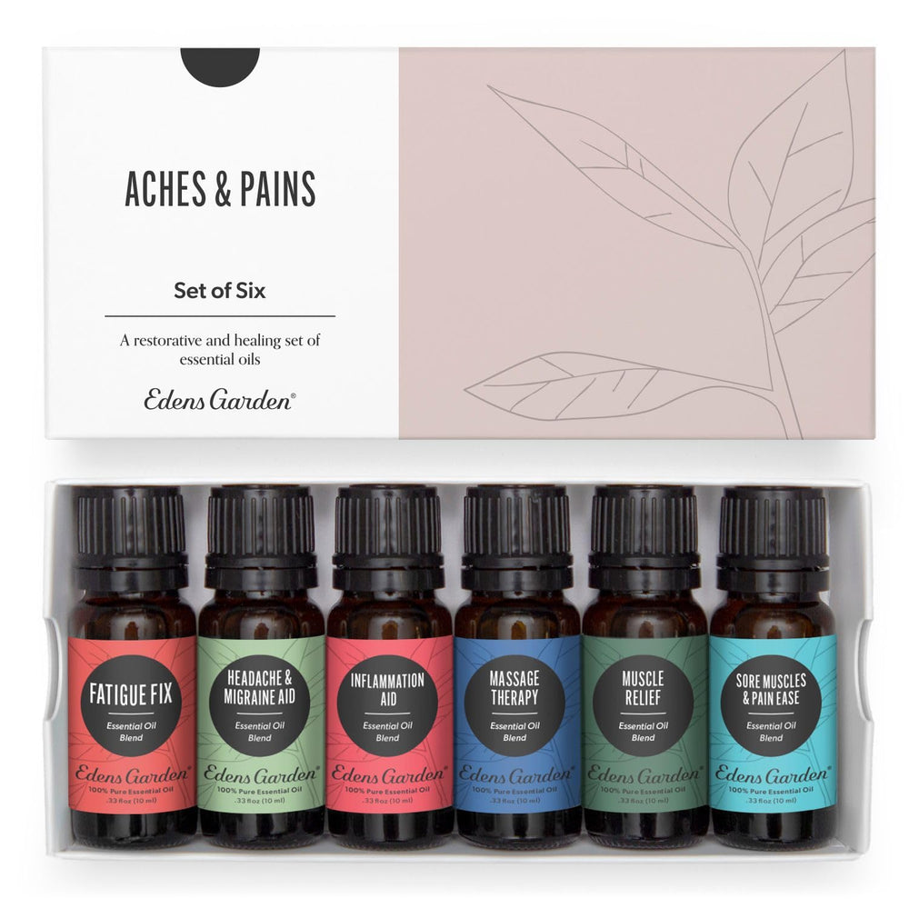Edens Garden aches & pains set bottles ready for soothing aroma blends.