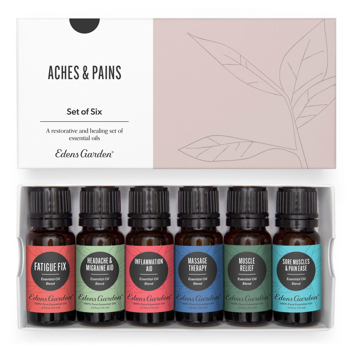 Edens Garden aches & pains set bottles ready for soothing aroma blends.