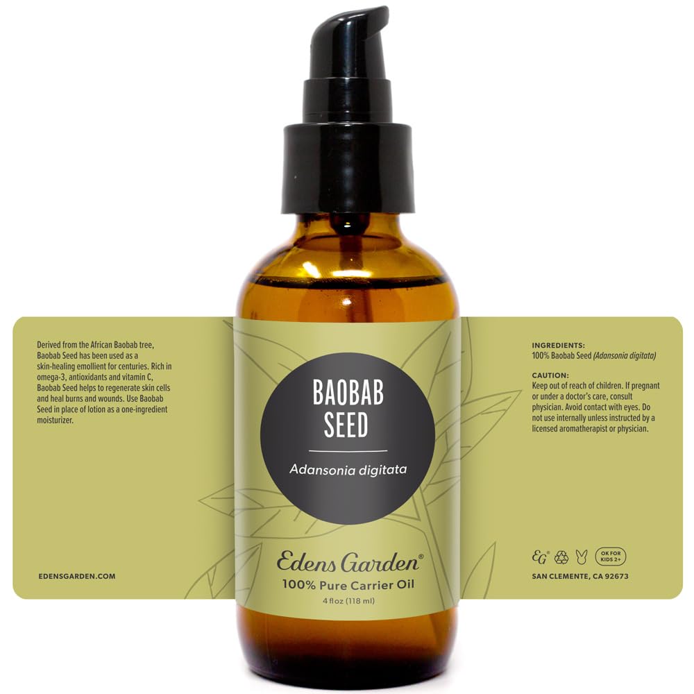 Baobab Seed Oil hexane-free bottle label visible.