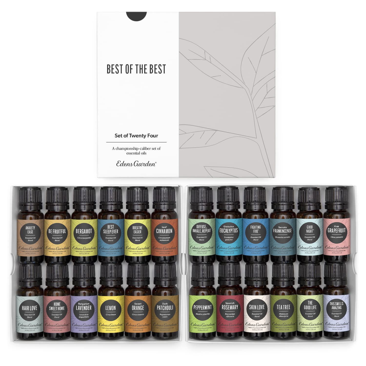 Edens Garden Best of the Best 24-set bottle close-up for pure aromatherapy oils
