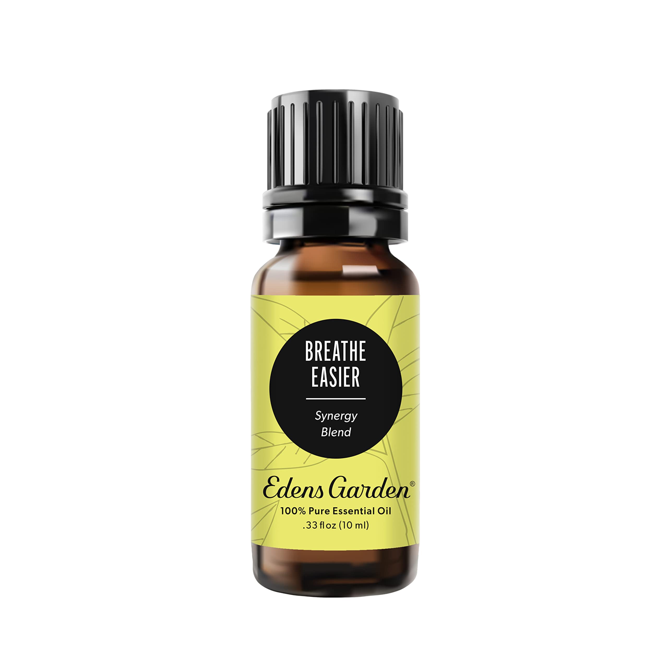 Edens Garden Breathe Easier bottle front showing label for uplifting aromatics.