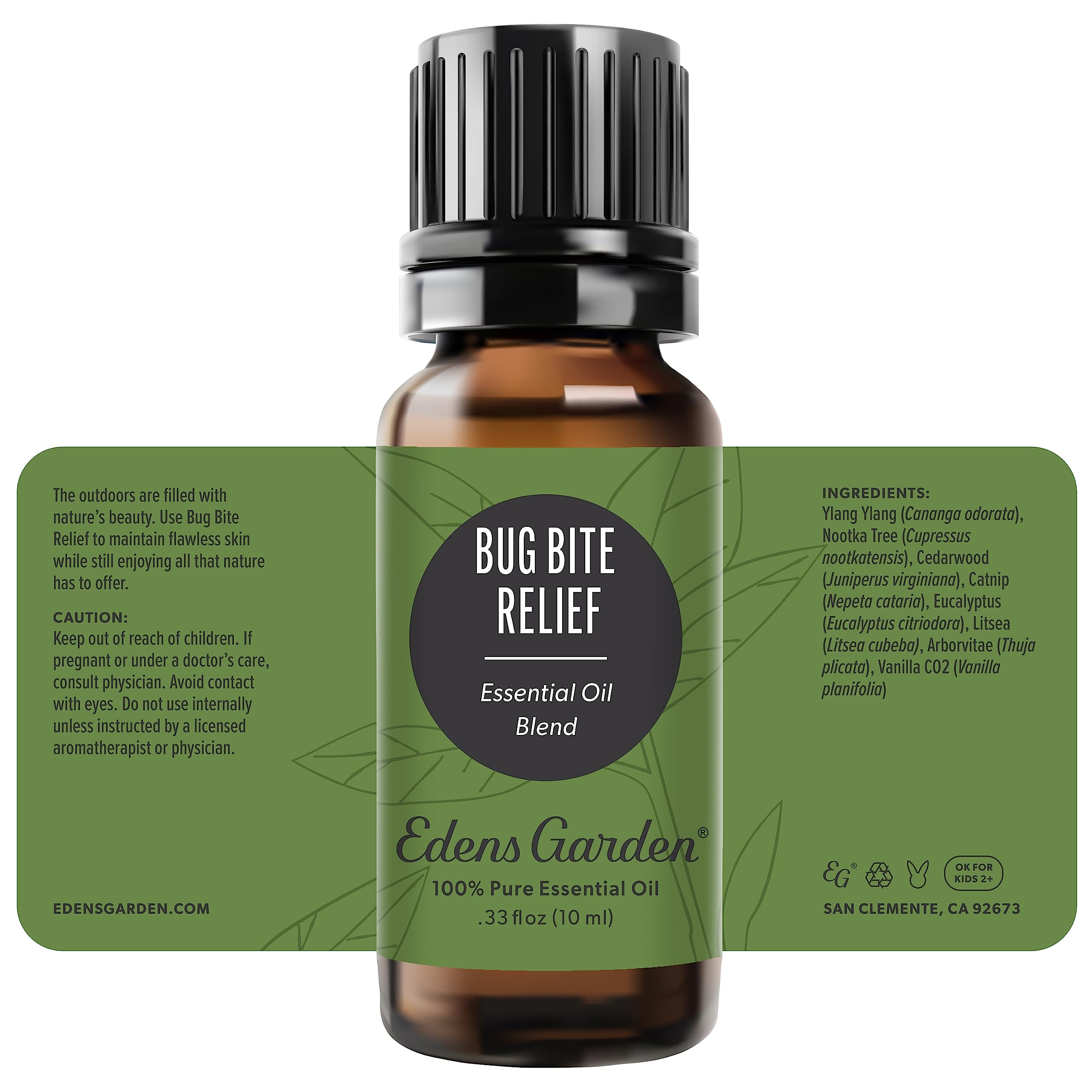 Edens Garden Bug Bite Relief aromatherapy scene highlighting calming and outdoor feel.