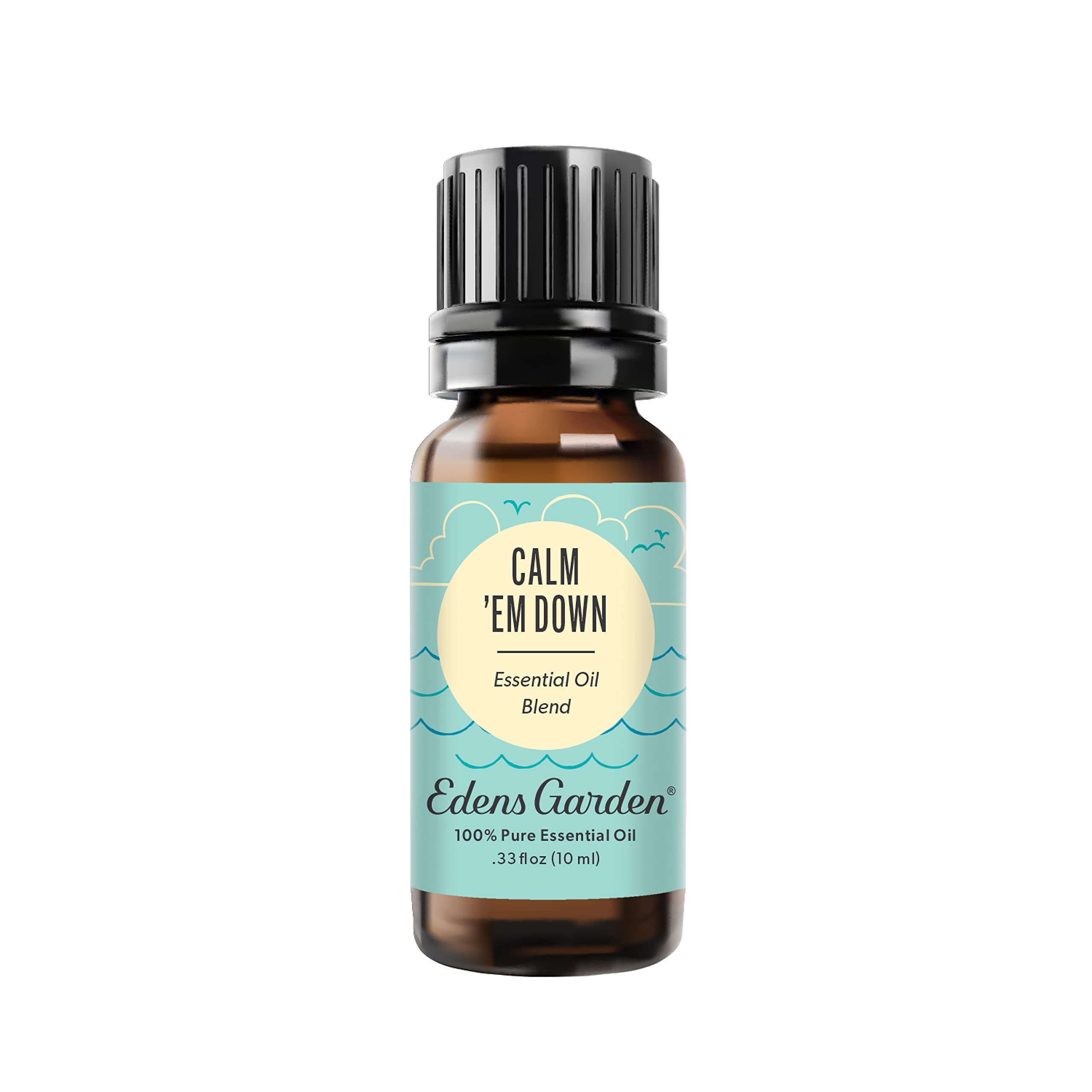 Edens Garden Calm Em Down bottle front shows kid-safe aromatherapy option