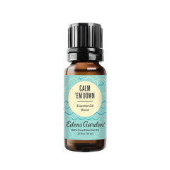 Edens Garden Calm Em Down bottle front shows kid-safe aromatherapy option