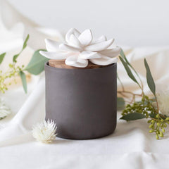 Edens Garden Charcoal Ceramic Bloom Diffuser close-up reveals handmade wick texture.