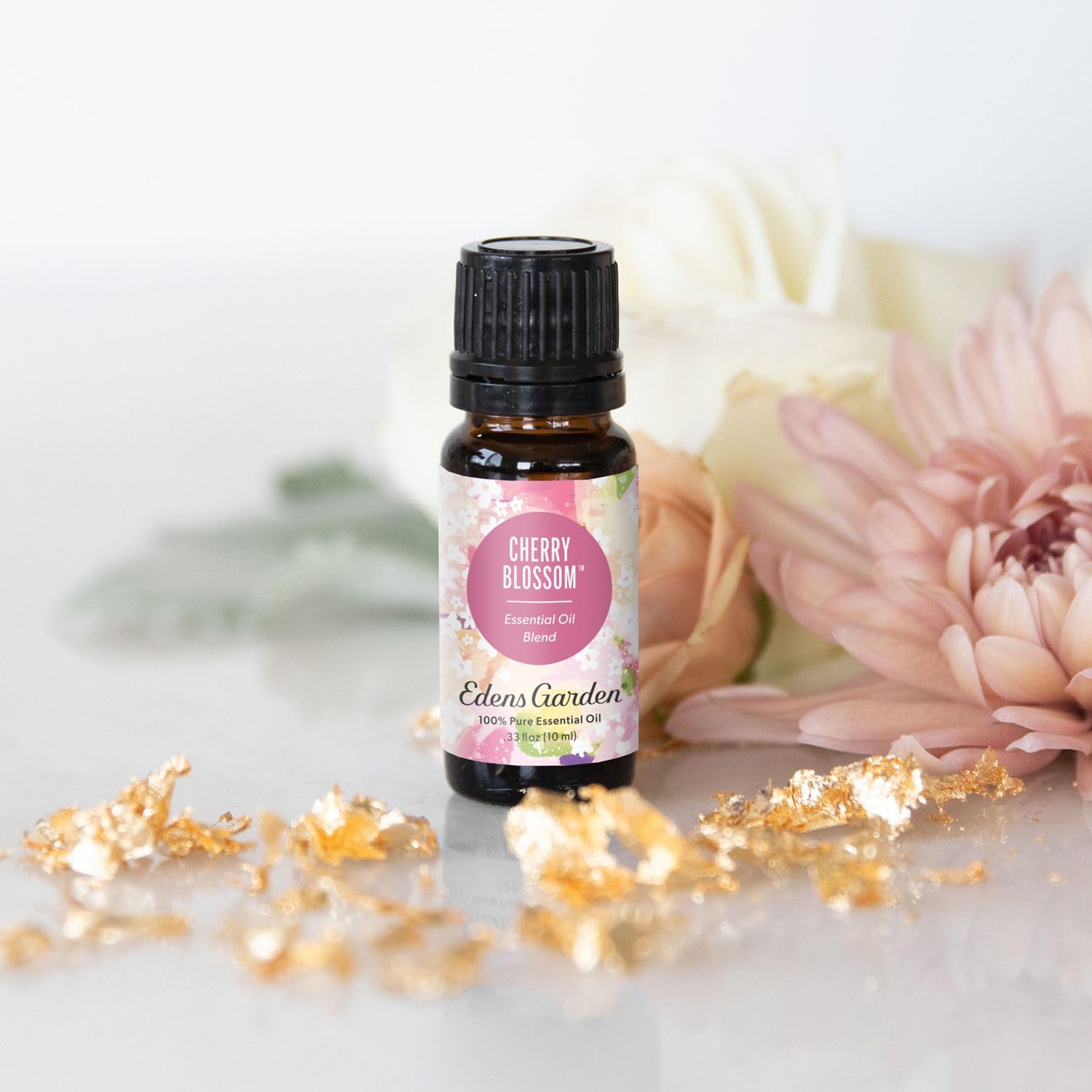 Edens Garden Cherry Blossom oil pour shows the diffuser-ready bottle.